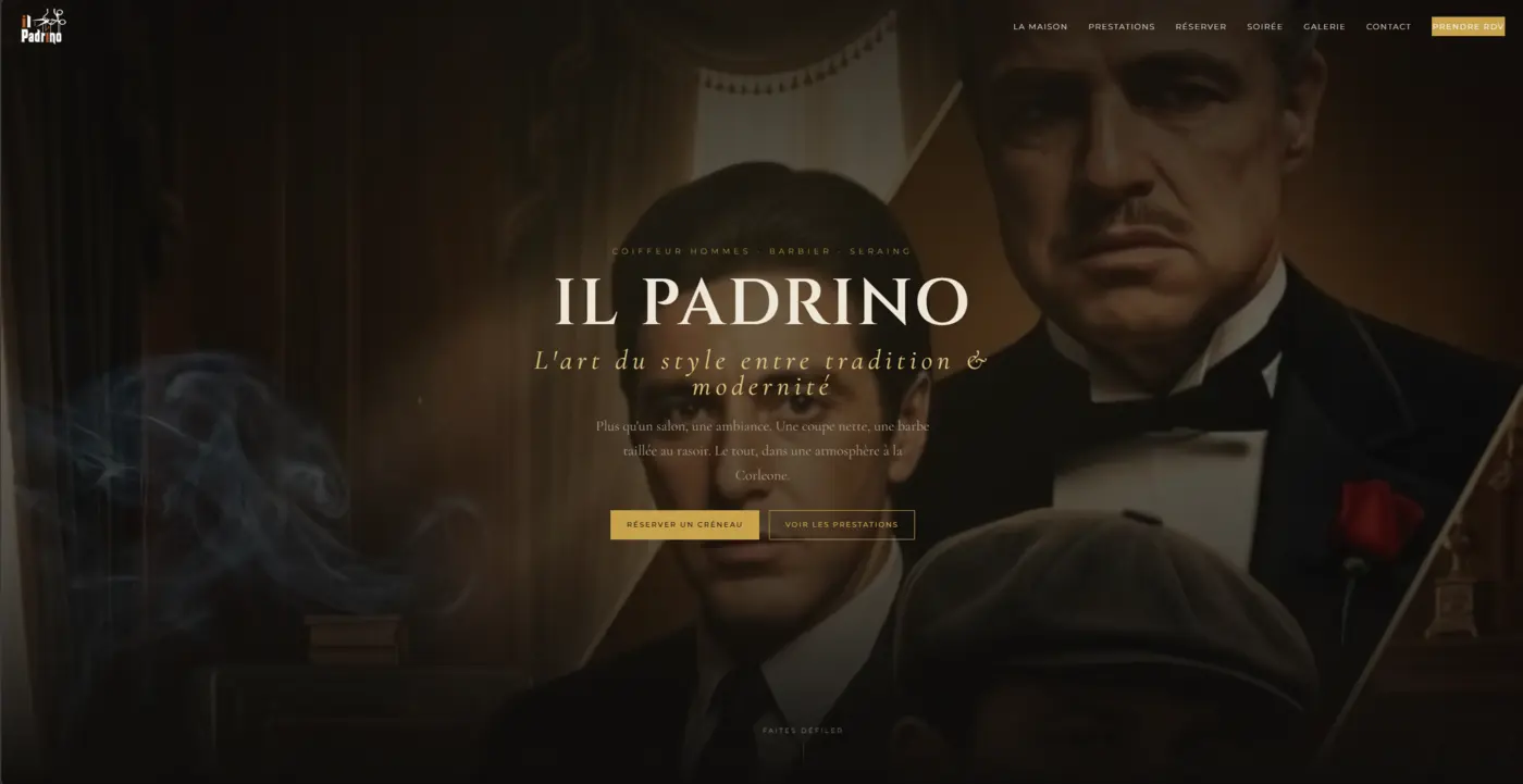 Page d'accueil du site Il Padrino